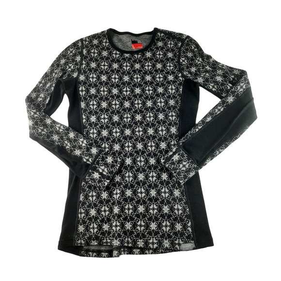 Naturwool Eizniz Women's Black Fair Isle Extra Fine Merino Wool Sweater Top S - Picture 1 of 13